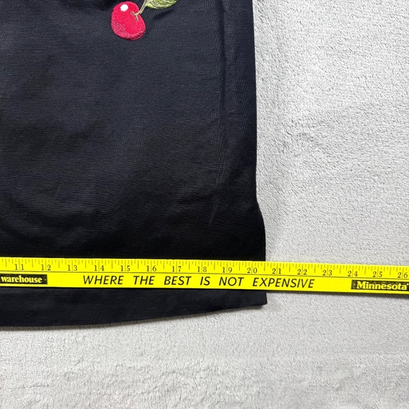 Jessica Howard Petite 12P Black Linen Cherry Embroidered Dress Retro Pinup - Picture 6 of 9